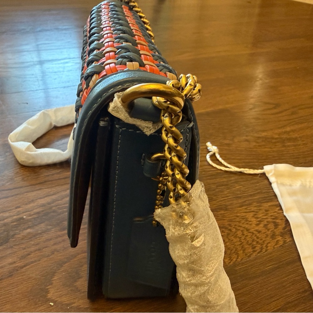 New COACH Hutton Shoulder Bag with Weaving Chain Crossbody - Picture 12 of 14
